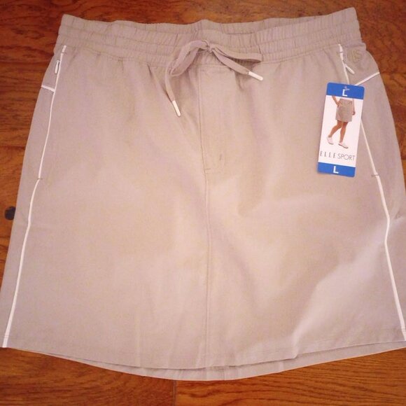Ella Sport Women's Size Large Beige Built in Shorts Elastic Waist Skort NWT - Picture 2 of 3